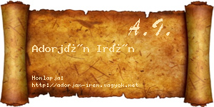 Adorján Irén névjegykártya